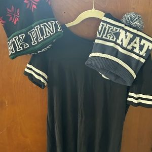 Pink winter hats with Pom poms and Pink dress size L